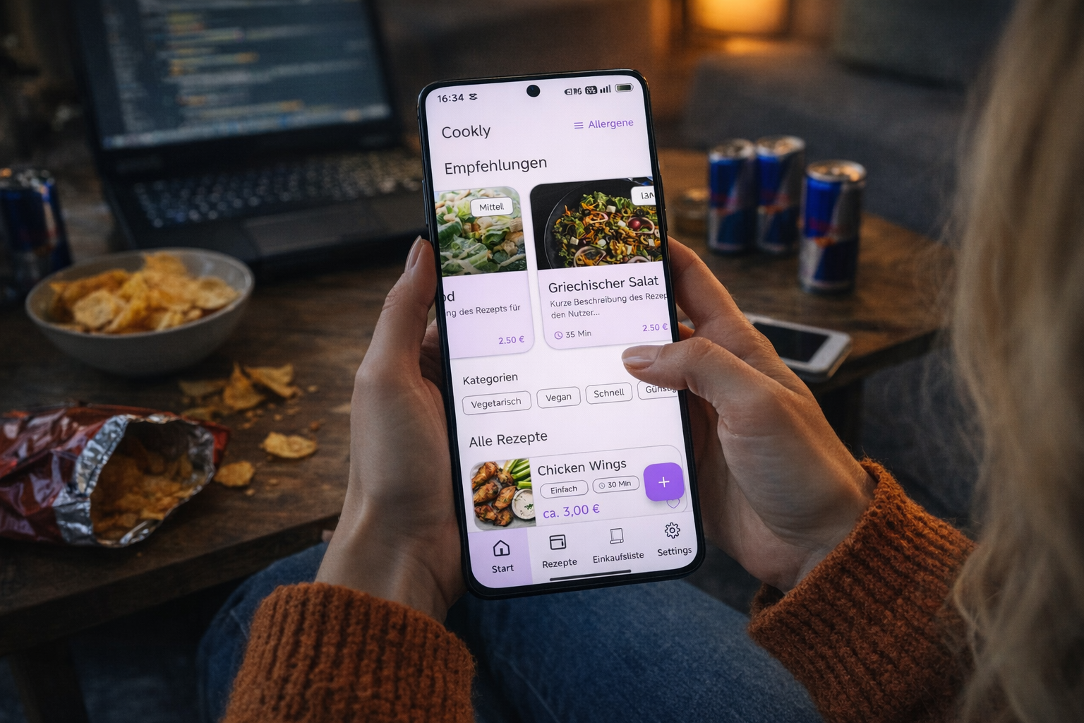 Testen der Cookly App auf dem Smartphone